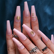 (JP415 Pink  fake nails glue style)occdental style fake  nail s  nail  pantng hotte ear Armor ress on  nail  Stcker