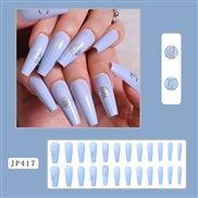 (JP417 blue  fake nails glue style)occdental style fake  nail s  nail  pantng hotte ear Armor ress on  nail  Stcker