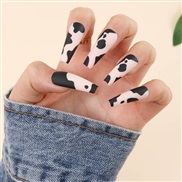 (BKS549 jelly glue++OPP) Sticker marble nail painting end product dairy cattle  removable long style leopard Wear Armor