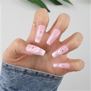 (BKS717 jelly glue++OPP) Stcker marble  nail  pantng end product dairy cattle  removable long style leopard ear Armor