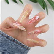 (BKS618 jelly glue++OPP) Stcker marble  nail  pantng end product dairy cattle  removable long style leopard ear Armor