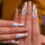 (BKS841 glue style) long style end product occidental style Wear Armor marble pattern Nail Sticker Ballet nail painting