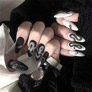 (BKS554 glue styleblack and white  fake nails)black serpentine occidental style Wear Armor end product fake nails Nail 