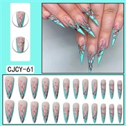 (CJCY ) blue Chnese style plum flower long style French Stcker fake nails  occdental style ear Armor nail