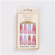 (12pcs jelly glue)small fresh ranbow Ballet multcolor gradual change fake nails  Stcker removable  nail  pantng ear Arm