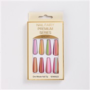 (12pc)small fresh ranbow Ballet multcolor gradual change fake nails  Stcker removable  nail  pantng ear Armor