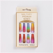 (24pc)small fresh ranbow Ballet multcolor gradual change fake nails  Stcker removable  nail  pantng ear Armor