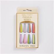 (24pcs )small fresh ranbow Ballet multcolor gradual change fake nails  Stcker removable  nail  pantng ear Armor