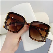 ( leopard print frame  Gradual change tea ) square sunglass fashion sunglass lady anti-ultraviolet retro Sunglasses