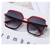( red  frame  Gradual change gray ) trend retro Metal sunglass occdental style Sunglasses woman ant-ultravolet