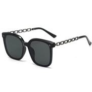 ( Bright balck frame  Black grey  Lens ) occidental style square sunglass trend man womanns anti-ultraviolet Sunglasses