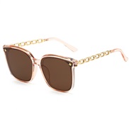 ( tea  frame  tea  Lens ) occdental style square sunglass trend man womanns ant-ultravolet Sunglasses