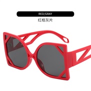 ( red  frame  gray  Lens ) sunglass womanns  occdental style hollow Outdoor fashon Sunglasses