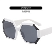 ( while frame gray  Lens )occdental style fashon polygon Sunglasses  sunglassns man style trend sunglass