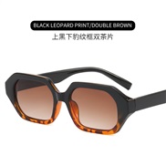 ( leopard print frame  tea  Lens )occdental style polygon sun Sunglasses fashon Outdoor sunglassns occdental style Sung