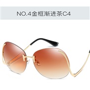 (C gold frame  tea )occdental style trend lady sunglass  Metal fashon Colorful personalty sunglass