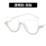 ( transparent while  White Diamond ) diamond occidental style personality retro fashion trend Eyeglass frame