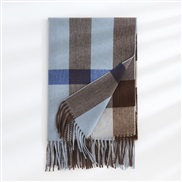 (70*180cm)( blue ) scarf Autumn and Winter thick warm imitate sheep velvet scarf grid print Autumn and Winter Collar wo