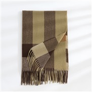 (70*180cm)( brown) scarf Autumn and Winter thick warm imitate sheep velvet scarf grid print Autumn and Winter Collar wo