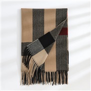 (70*180cm)( black ) scarf Autumn and Winter thick warm imitate sheep velvet scarf grid print Autumn and Winter Collar w