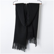 (200*70CM)( black)Autumn and Winter pure color scarf Japan and Korea sweet wind imitate sheep velvet scarf woman warm C
