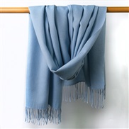 (200*70CM)( blue)Autumn and Winter pure color scarf Japan and Korea sweet wind imitate sheep velvet scarf woman warm Co