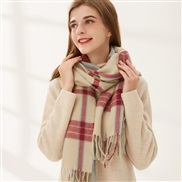 (180*70CM)Stripe scarf woman Autumn and Winter imitate sheep velvet scarf Japan and Korea sweet wind fashion shawl warm