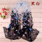 (160cm)(black and white)Colorful samll woman print Chiffon long scarves  spring summer style print scarf samll