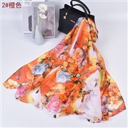(130*190cm)( Orange)summer temperament fashion print woman big size Chiffon long scarves  size scarf shawl