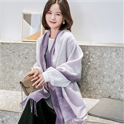 (200*70CM)( purple)Winter gradual change scarf Korea warm woman shawl all-Purpose Collar imitate sheep velvet print sca
