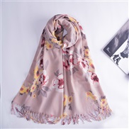 ( Pink Flower)elegant Ladies wind print scarf new flowers imitate sheep velvet scarf woman warm Collar fashion shawl
