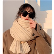(180CM)( white) all-Purpose Korean style knitting woolen pure color scarf woman autumn Winter student thick lovers Coll