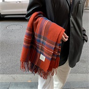 ( red)big color~ Koreains style autumn Winter tassel grid retro wind scarf woman