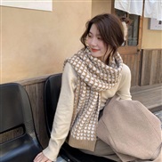 ( khaki)Winter Korean style all-Purpose long style warm knitting woolen love scarf retro pure color Collar woman