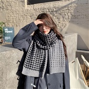 ( gray)Winter Korean style all-Purpose long style warm knitting woolen love scarf retro pure color Collar woman