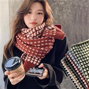( Dull red)Winter Korean style all-Purpose long style warm knitting woolen love scarf retro pure color Collar woman