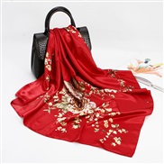 ( Belt90cm)( red )spring new scarves woman style imitate silk generous cm gift scarf print color neckerchief