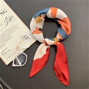 (70cm)( Oil Painting red )temperament samll wind scarves Stripe brief Korean style black occupation samll neckerchief