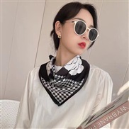 (70cm)( black  tea )temperament samll wind scarves Stripe brief Korean style black occupation samll neckerchief