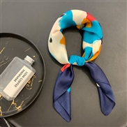 (70cm)( blue Oil Painting)temperament samll wind scarves Stripe brief Korean style black occupation samll neckerchief