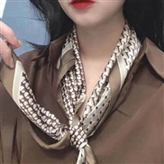 (70cm)( khaki)temperament samll wind scarves Stripe brief Korean style black occupation samll neckerchief
