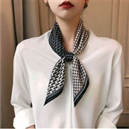 (70cm)( blackrhombus )temperament samll wind scarves Stripe brief Korean style black occupation samll neckerchief