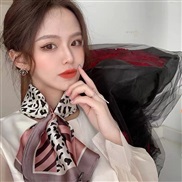 (70cm)( leopard print pink)temperament samll wind scarves Stripe brief Korean style black occupation samll neckerchief