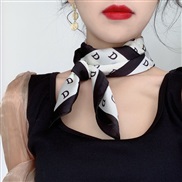 (70cm)(D)temperament samll wind scarves Stripe brief Korean style black occupation samll neckerchief