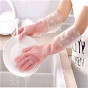 (L)( pink) glove  pattern woman Waterproof plastic leather glove