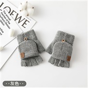( gray)man woman glove Winter warm velvet knitting half touch screen mitten student Word woolen glove