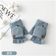 ( blue)man woman glove Winter warm velvet knitting half touch screen mitten student Word woolen glove