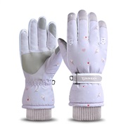 (Free Size )(purpleSK)Winter skiing glove lady sport wind glove velvet Non-slip touch screen glove
