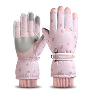 (Free Size )( PinkSK)Winter skiing glove lady sport wind glove velvet Non-slip touch screen glove