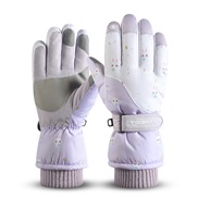 (Free Size )(purpleSK)Winter skiing glove lady sport wind glove velvet Non-slip touch screen glove